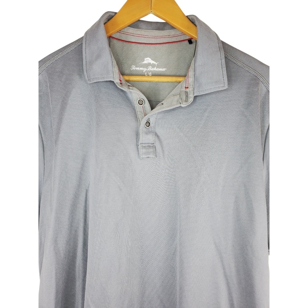 Tommy Bahama Polo Shirt Men's L Gray Short Sleeve Tencel Modal Blend